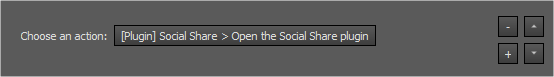 Menu window of Open the Social Share plugin action